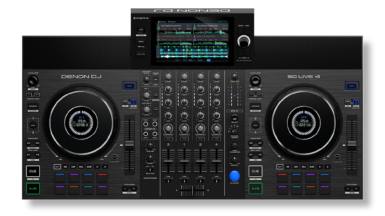 4-Deck Standalone DJ System with 7-inch Touchscreen