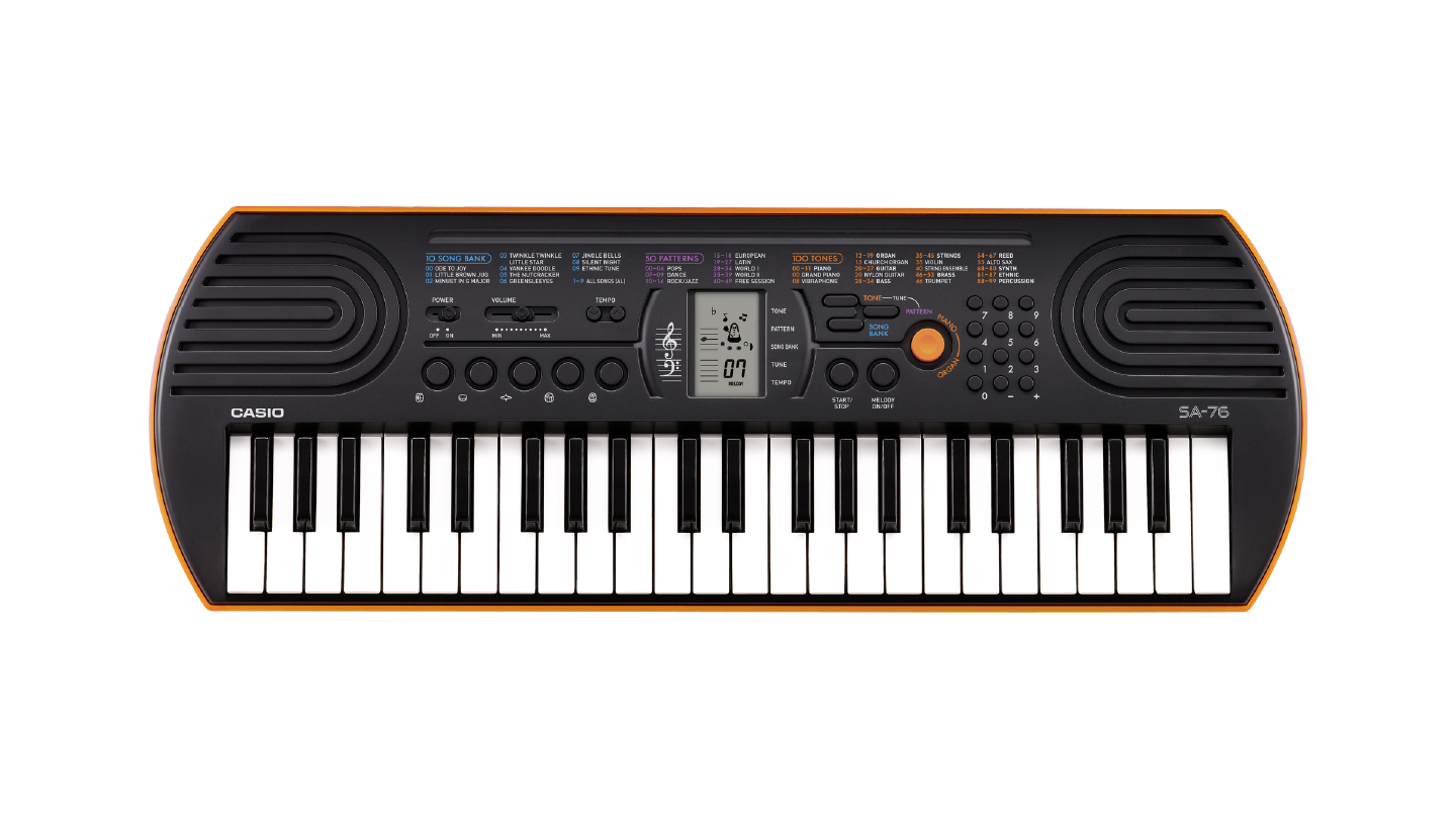 44 Mini Keys, 100 Klänge, 50 Rhythmen, Farbe: schwarz-orange, ohne Netzadapter