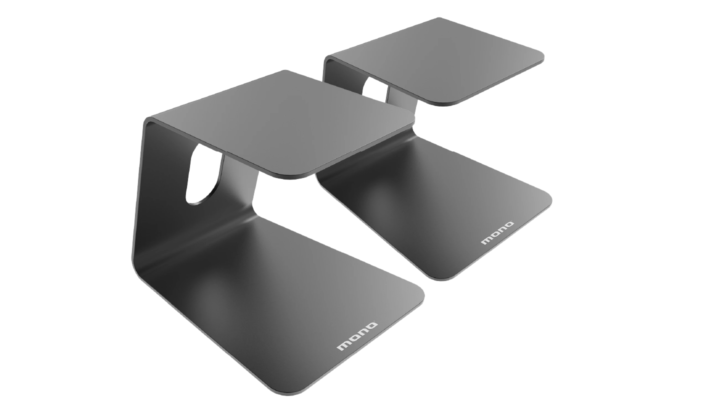 Monitorständer für Monitore mit einem Gewicht bis zu 8,5 kg, hergestellt aus eloxiertem Aluminium, Masse: 246mm x 289mm, Monitorauflage 200mm x 195mm