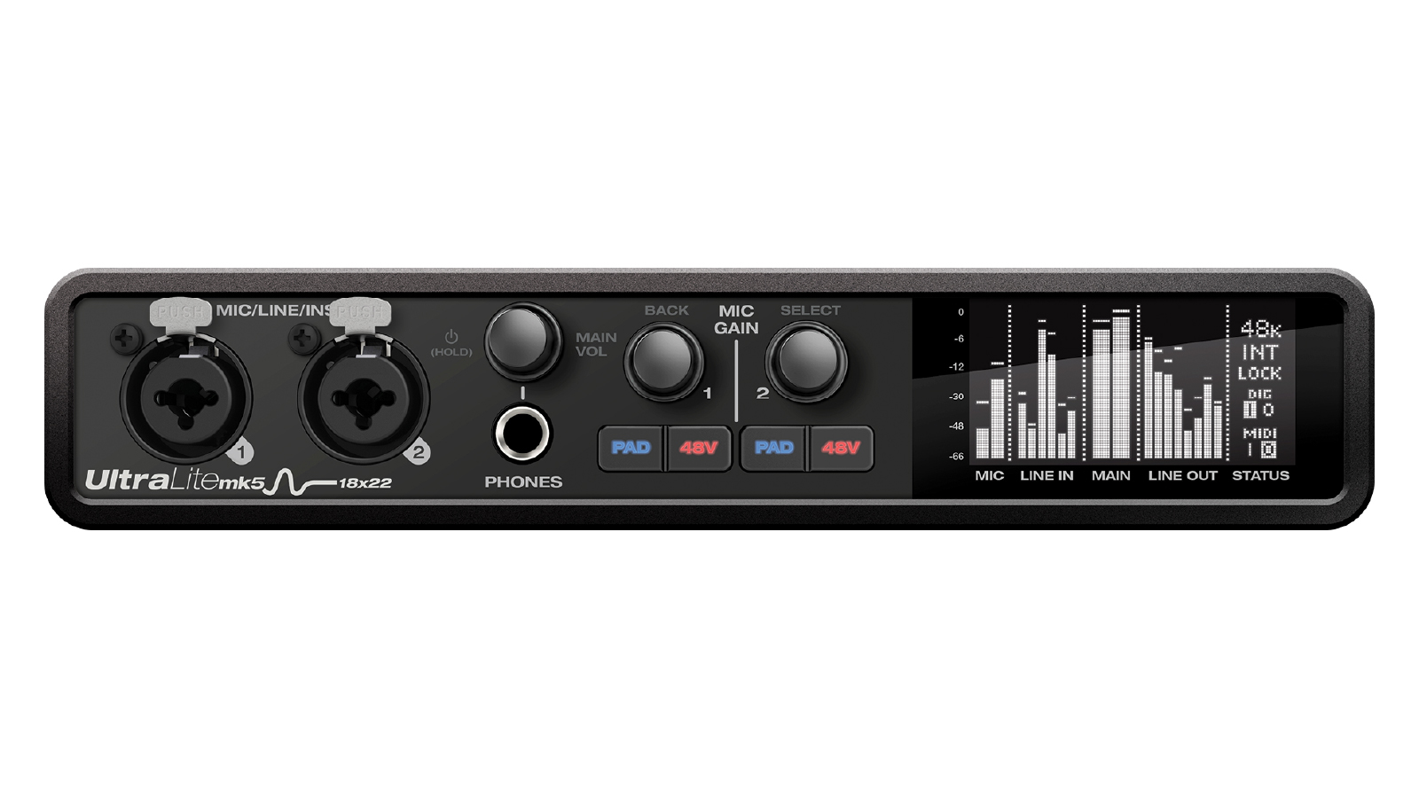 18x22 USB audio interface with DSP, mixing and effects